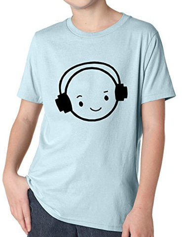 Happy Face DJ Funny Music Headphones Youth T Shirt